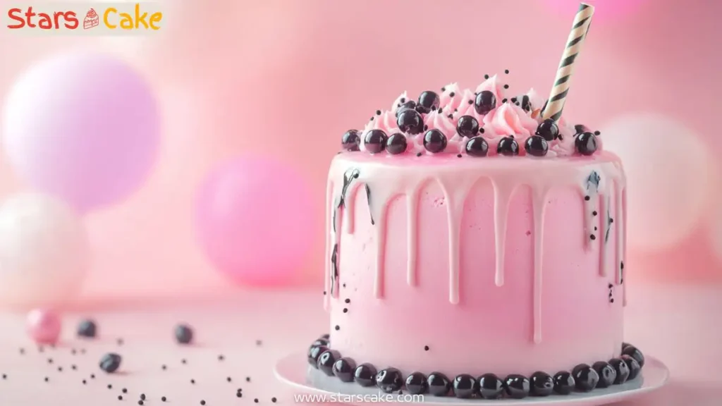 Boba cake decorated with fondant and tapioca Pearls