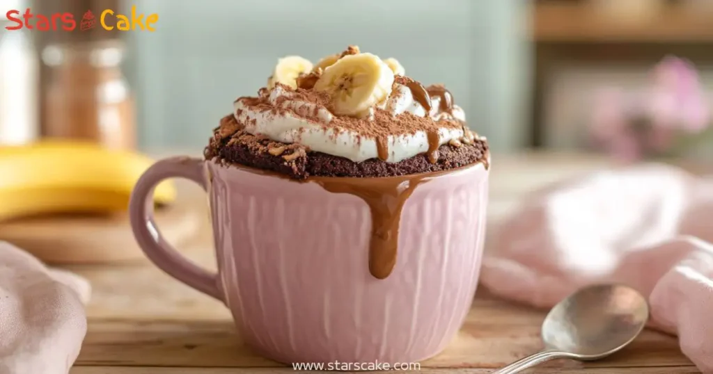 cozy protein mug cake kitchen protein mug cake on rustic table with cozy kitchen setting