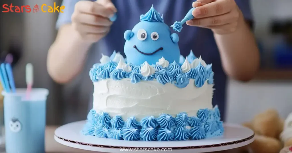 decorating-bluey-cake decorating bluey birthday cake with frosting