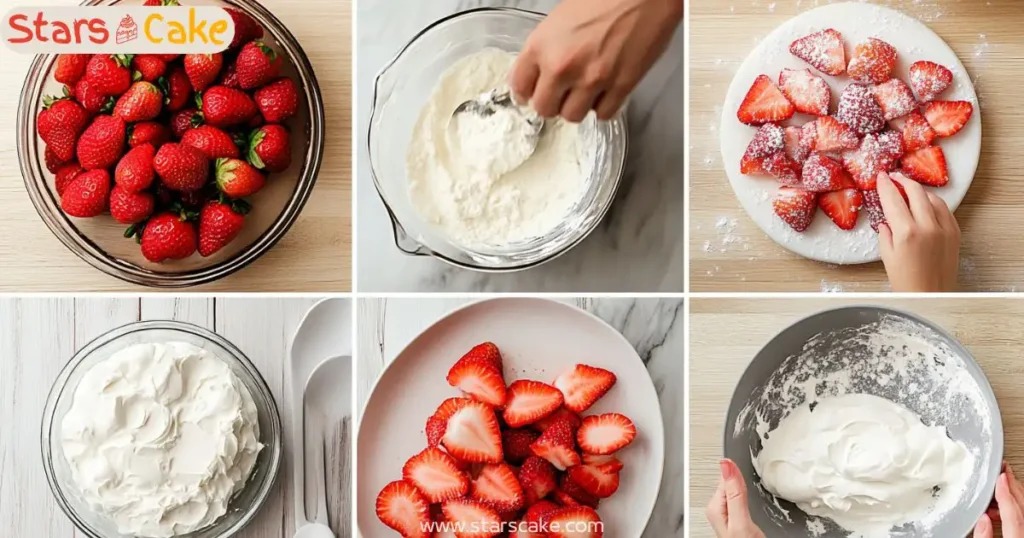 baking mini strawberry cake Step-by-step baking mini strawberry shortcake