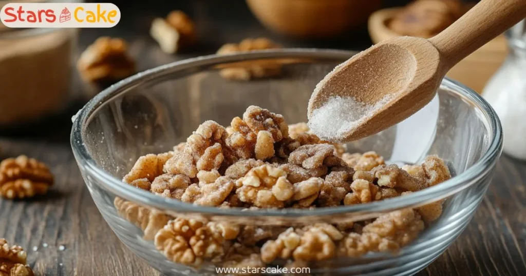 baklava cake walnut filling Mixing walnut filling for baklava cake