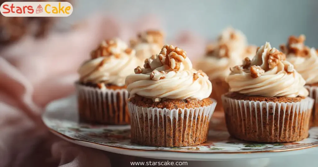 frosted gluten-free carrot cake cupcakes on plate