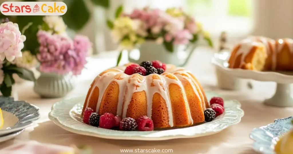 lemon bundt cake recipe serving Sliced lemon bundt cake recipe served with glaze