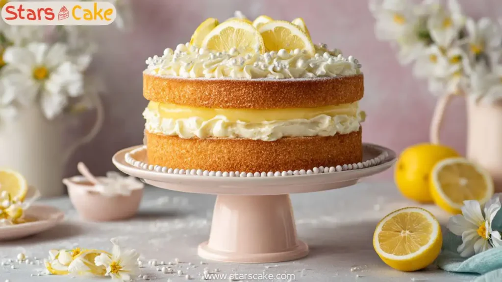 Lemon mascarpone cake with lemon curd and whipped mascarpone frosting