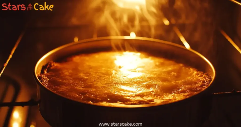 Pickle cake baking in oven