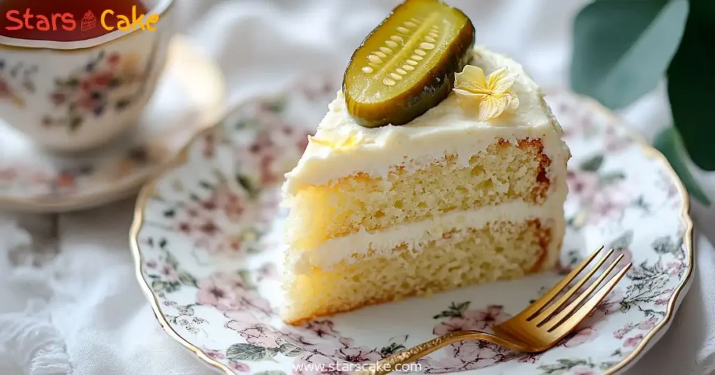 Slice of pickle cake on plate