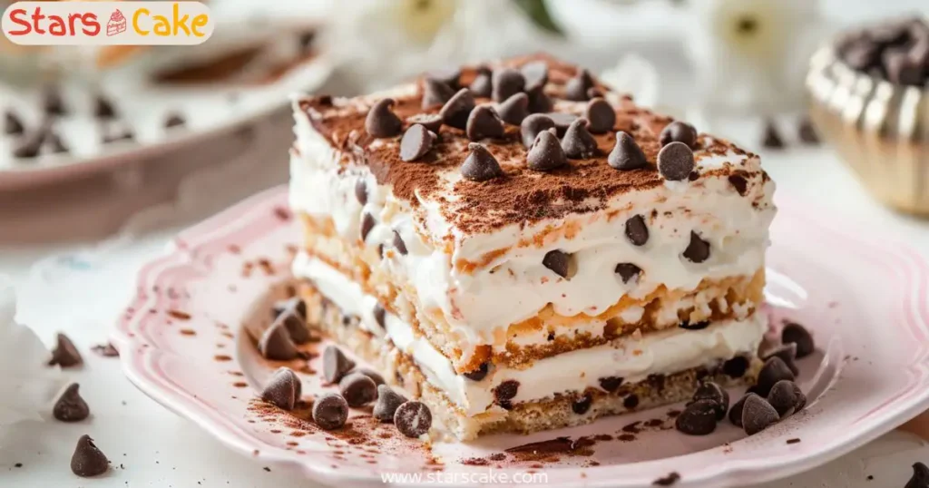 annoli cake slice fork and fry Cannoli cake with ricotta filling and chocolate chip topping slice
