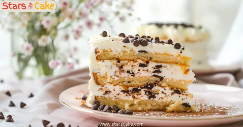 cannoli cake serving fork and fry Slice of cannoli cake on serving plate