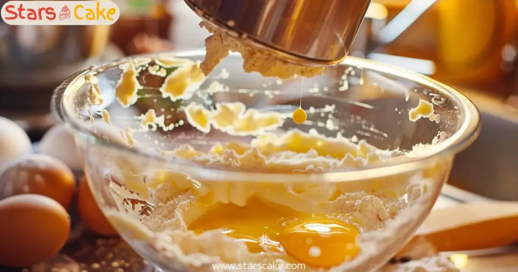 cannoli cake step1 fork and fry Mixing cannoli cake batter in stand mixer