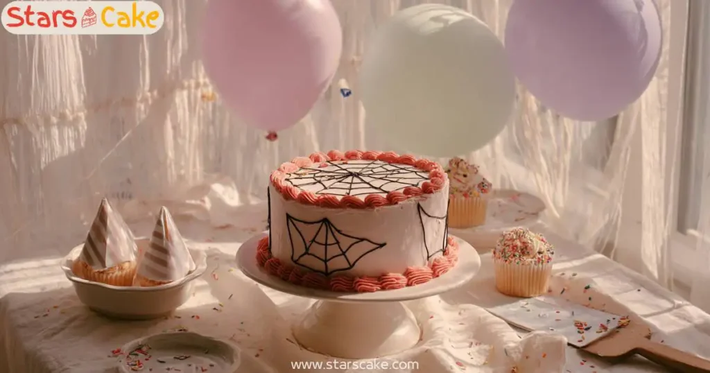 Spider-Man superhero cake with pastel party background