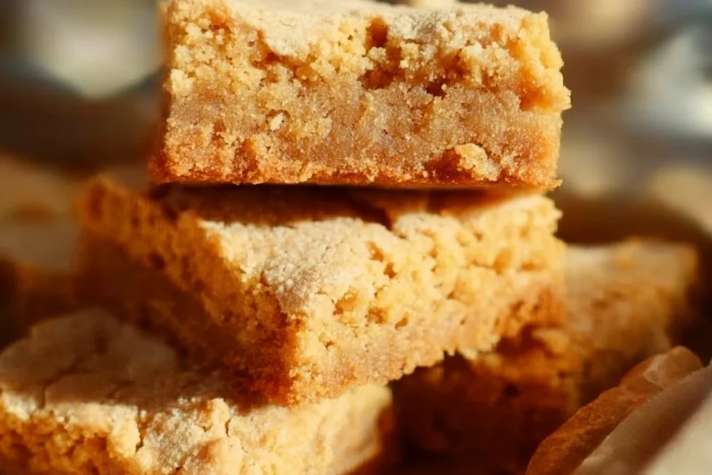 Delicious chewy peanut butter brownies on a white plate