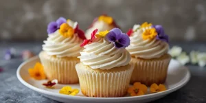 Spring Cupcakes with Edible Flowers