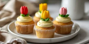 Spring Garden Cupcakes with Buttercream Tulips