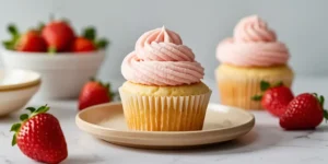 Pink Spring Cupcakes with Strawberry Buttercream