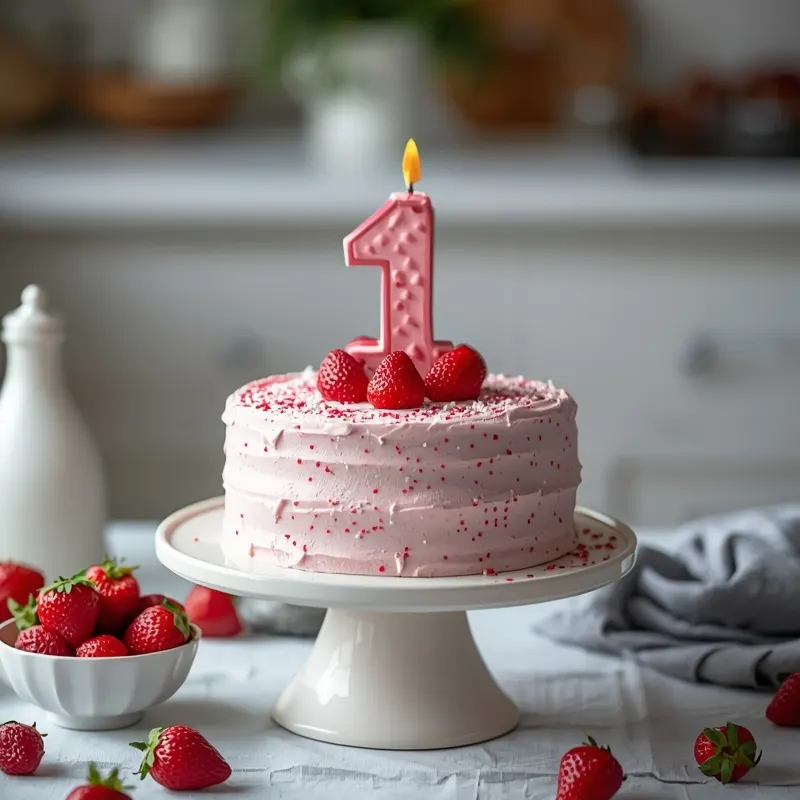 Berry First Birthday Cake with Sweet Strawberry Design