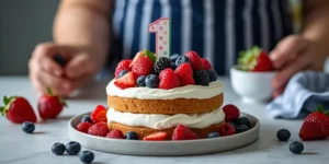Berry First Birthday Party Cake with Matching Food Ideas