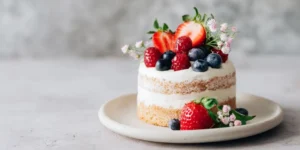 Berry Smash Cake for First Birthday with Fresh Fruit