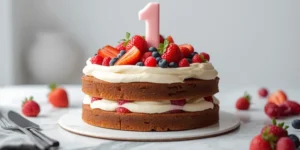 Berry Sweet First Birthday Cake with Pink Decoration Ideas