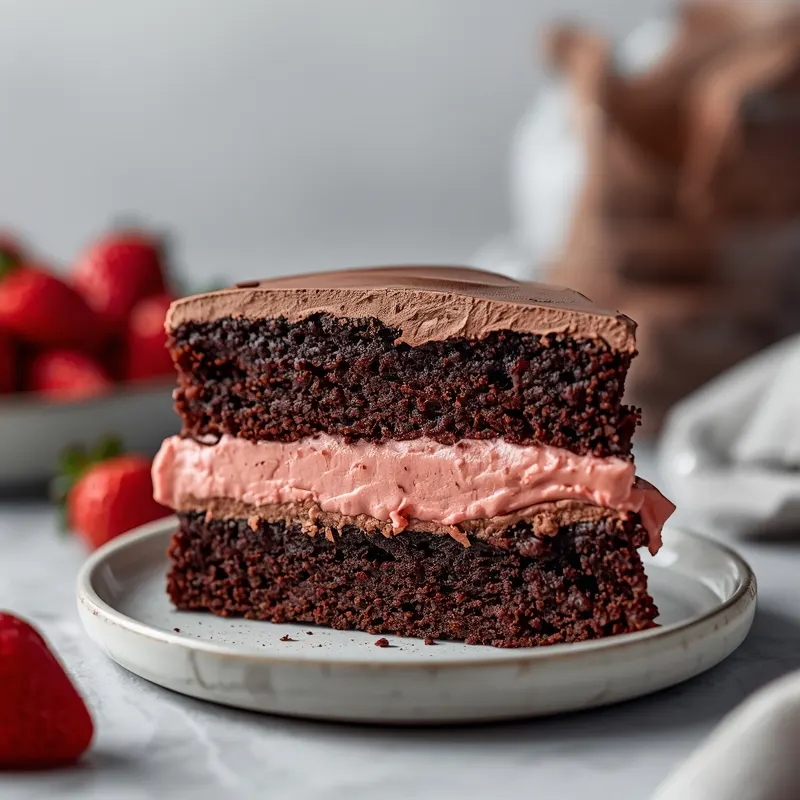 Chocolate Strawberry Cream Cake with Creamy Layers Chocolate Strawberry Cream Cake with Creamy Layers