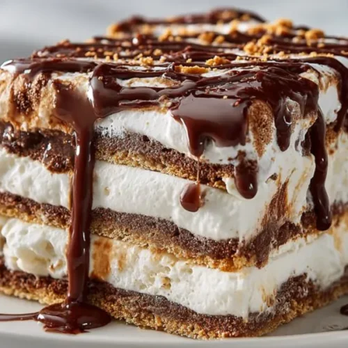 chocolate tiramisu cake with creamy layers and chocolate drizzle on top