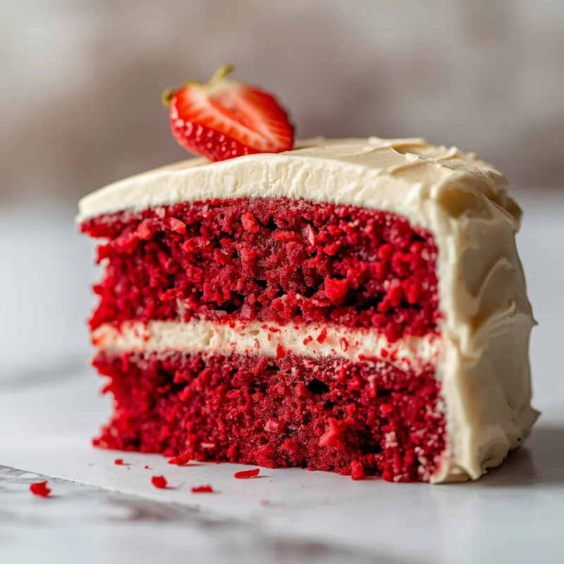 Classic Red Velvet Cake with Creamy Frosted Layers