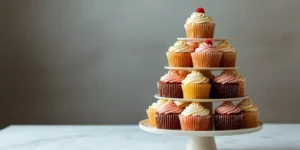 Colorful Cupcake Tower for Birthday Dessert Tables