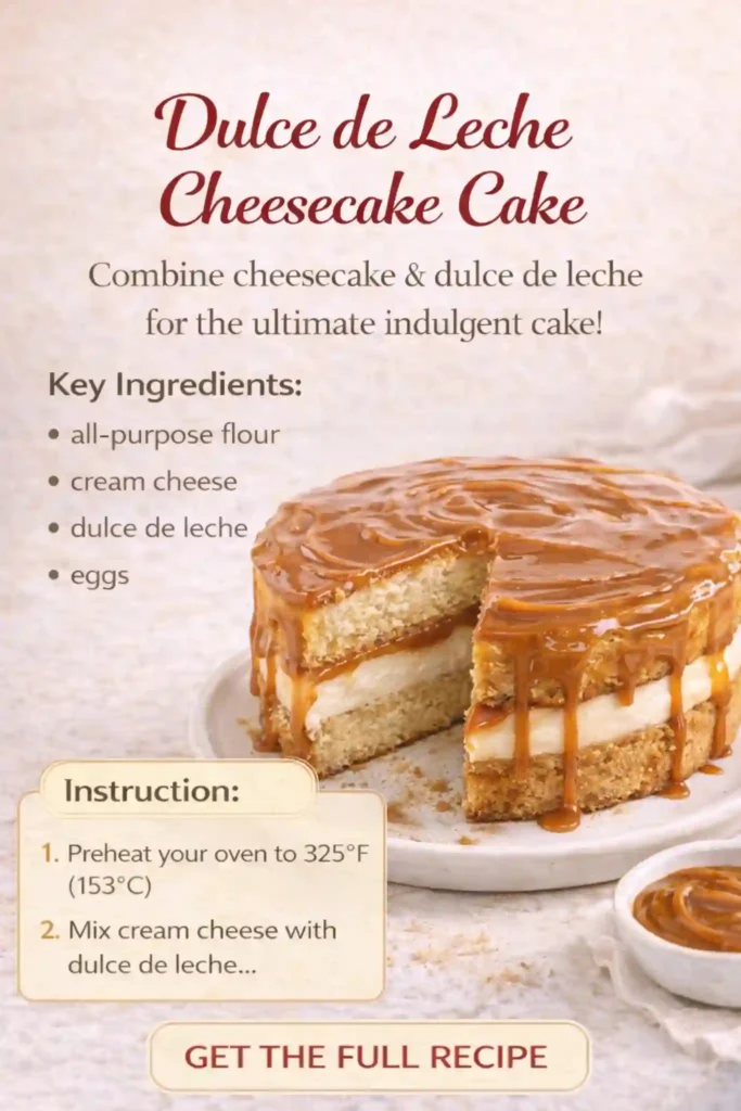 Dulce de Leche Cheesecake Cake – Rich Caramel Dessert dulce de leche cheesecake cake with caramel topping and creamy layers