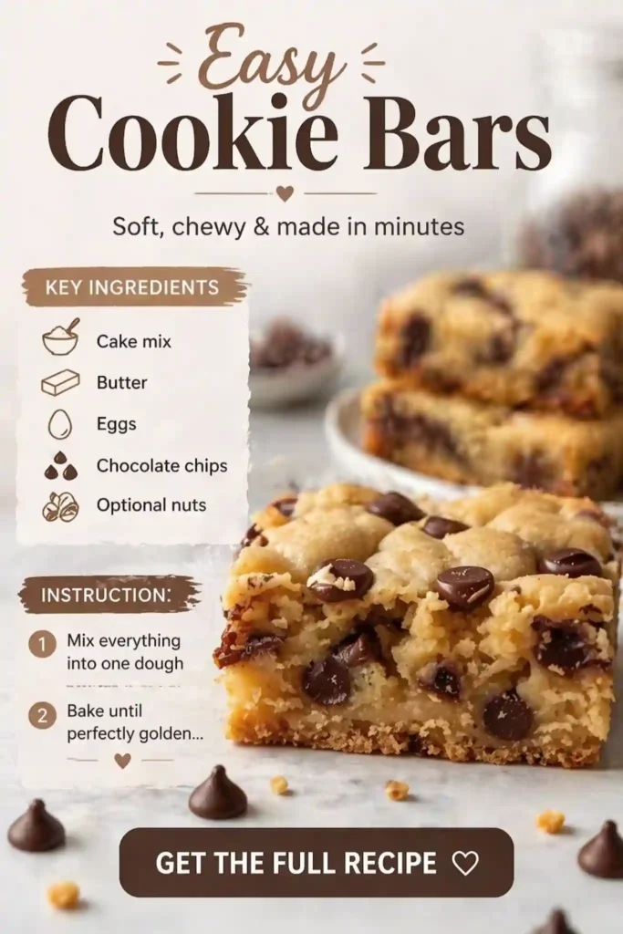 Easy Cookie Bars with Chocolate Chips Soft and Chewy easy cookie bars with chocolate chips soft chewy texture homemade dessert squares