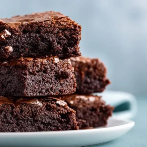 fudgy chocolate brownies stacked with rich texture and crackly top