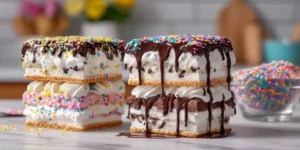 Ice Cream Sandwich Cake Bar Setup for Fun Dessert Tables