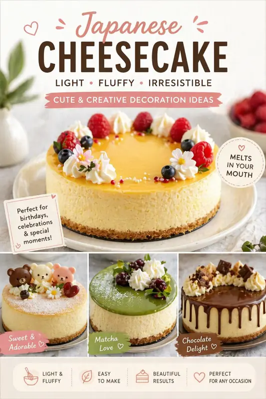 Japanese Cheesecake – Light, Fluffy & Beautiful Dessert Ideas japanese cheesecake light fluffy cake decorated with berries cream and creative topping ideas