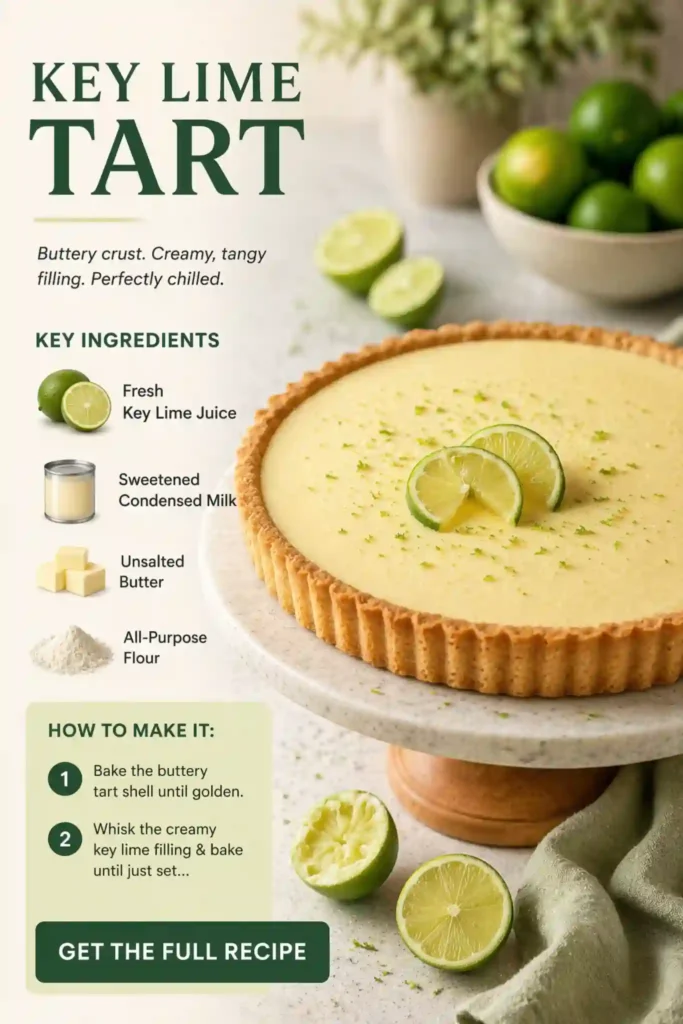 Key Lime Tart – Easy Creamy Citrus Dessert Recipe key lime tart with creamy citrus filling and buttery crust topped with fresh lime slices