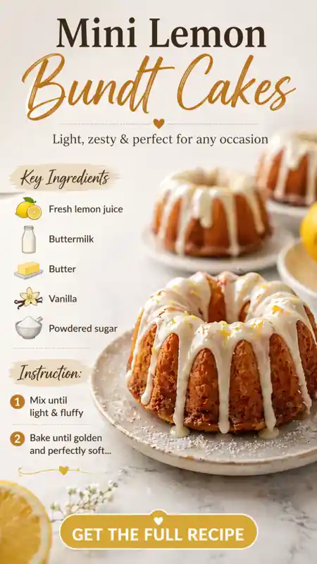 Mini Lemon Bundt Cakes (Light, Zesty & Easy) mini lemon bundt cakes with glaze and lemon zest soft homemade dessert