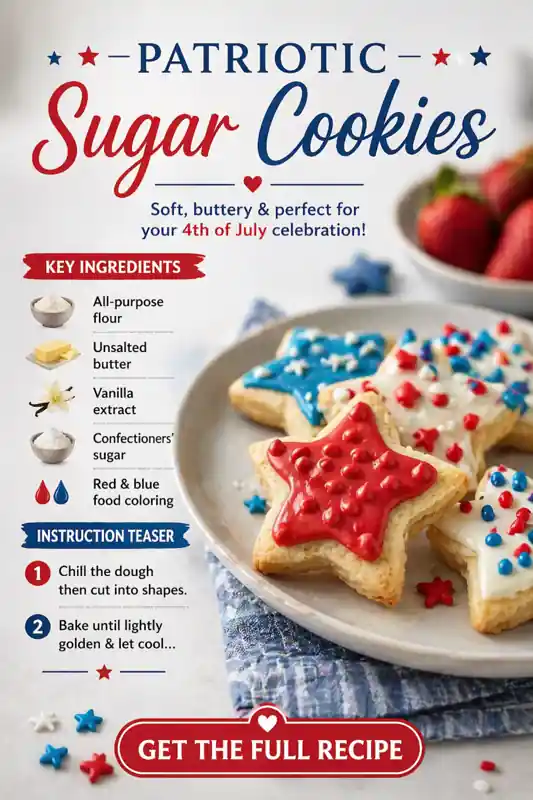 patriotic sugar cookies with red white blue icing star shapes 4th of july dessert