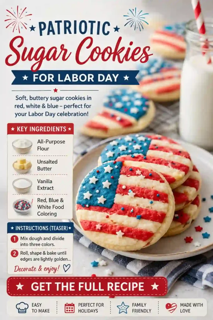 Patriotic Sugar Cookies for Labor Day – Festive & Fun Treat patriotic sugar cookies decorated in red white and blue with stars and stripes