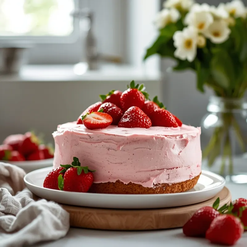 Pink Strawberry Cream Cake with Aesthetic Decoration Ideas Pink Strawberry Cream Cake with Aesthetic Decoration Ideas