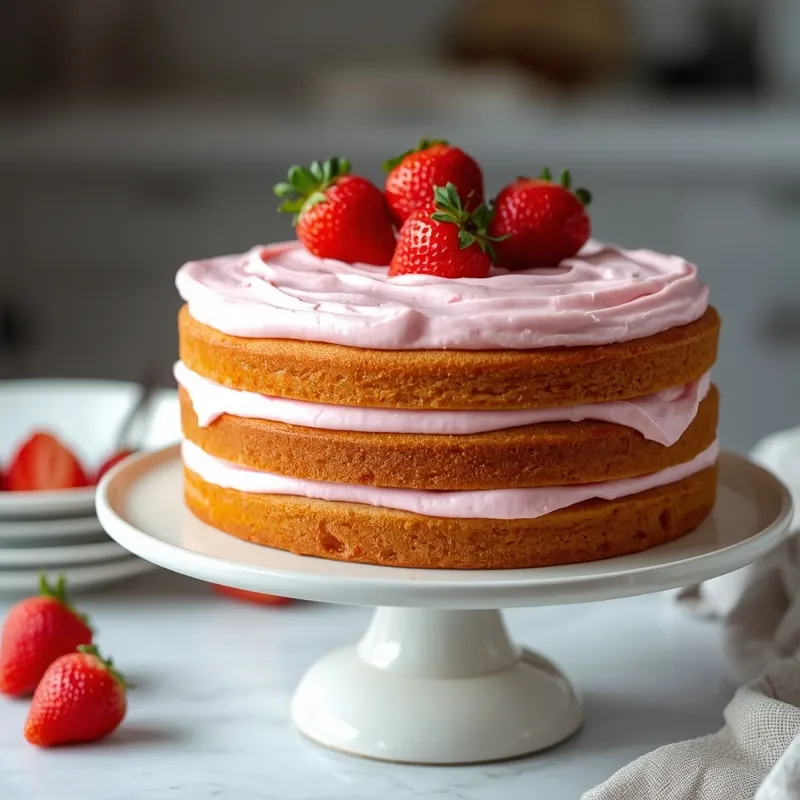 Fluffy Pink Strawberry Cream Cake for Aesthetic Celebrations
