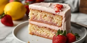 Pink Strawberry Lemonade Cake for Summer Parties