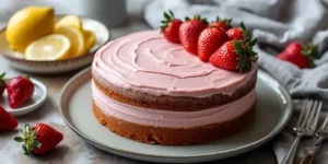 Pink Strawberry Lemonade Cake with Aesthetic Decoration