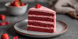 Elegant Red Velvet Cake with Pink Aesthetic Decoration