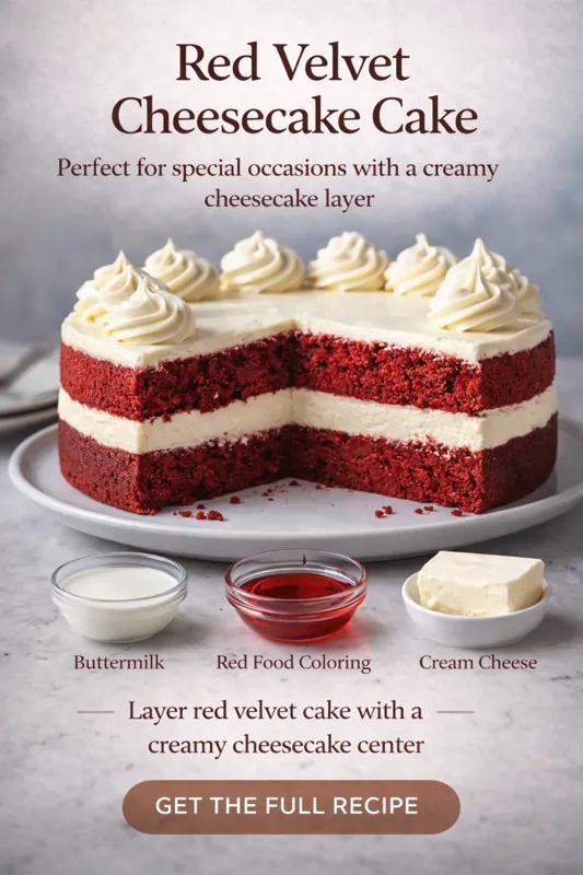 red velvet cheesecake cake with creamy layers and smooth frosting
