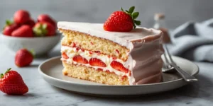 Strawberry Cream Cake with Soft Sponge Layers and Fresh Cream