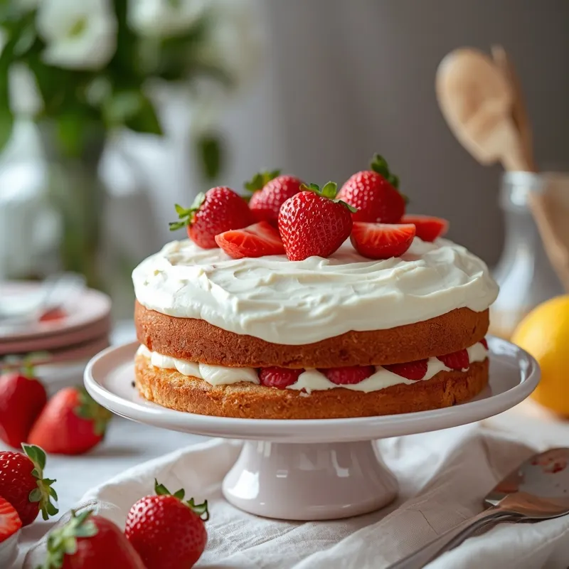 Strawberry Lemonade Cake with Jam Filling for Spring Baking Strawberry Lemonade Cake with Jam Filling for Spring Baking