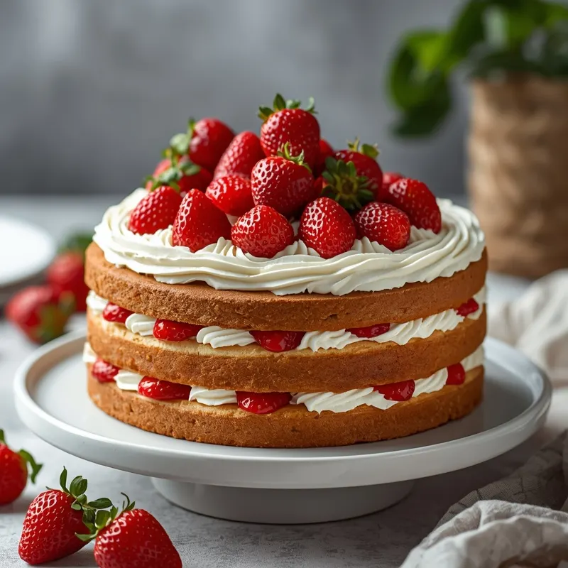 Elegant Strawberry Shortcake Cake Design for Party Centerpieces