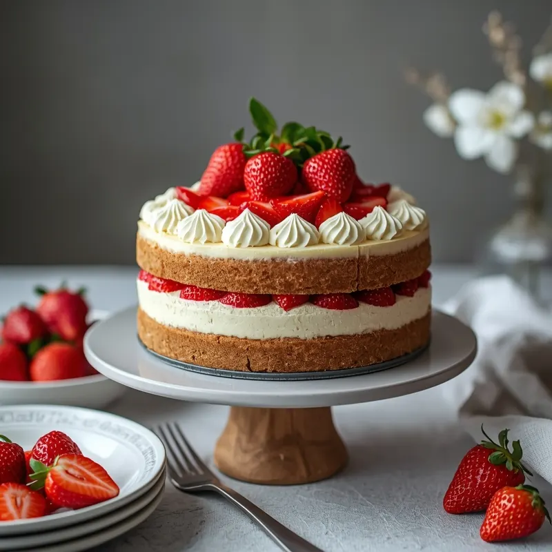 Creamy Strawberry Shortcake Cheesecake Cake for Special Occasions Creamy Strawberry Shortcake Cheesecake Cake for Special Occasions