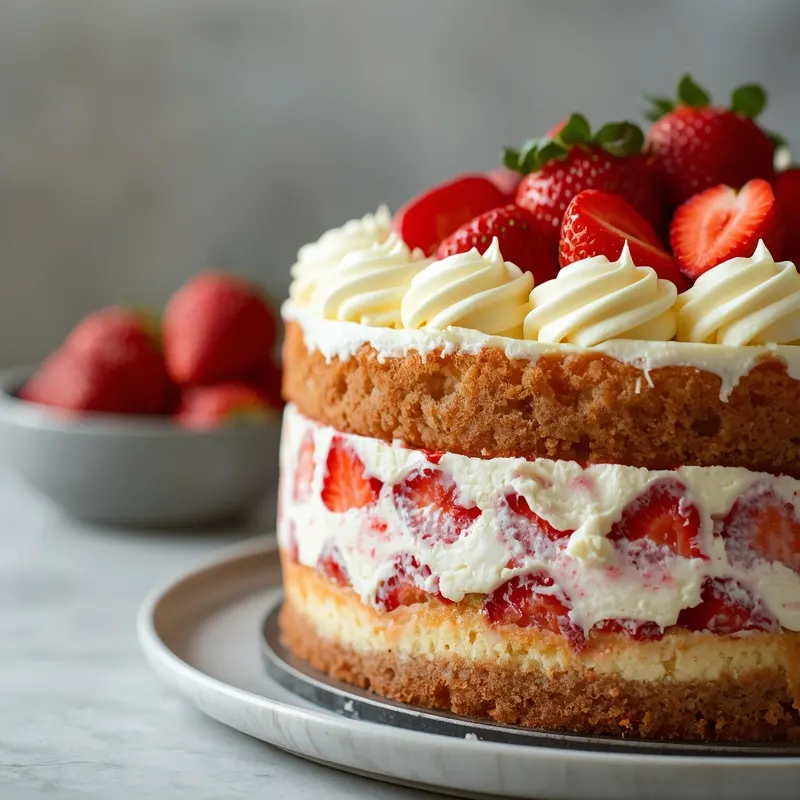 Creamy Strawberry Shortcake Cheesecake Cake for Special Occasions Creamy Strawberry Shortcake Cheesecake Cake for Special Occasions