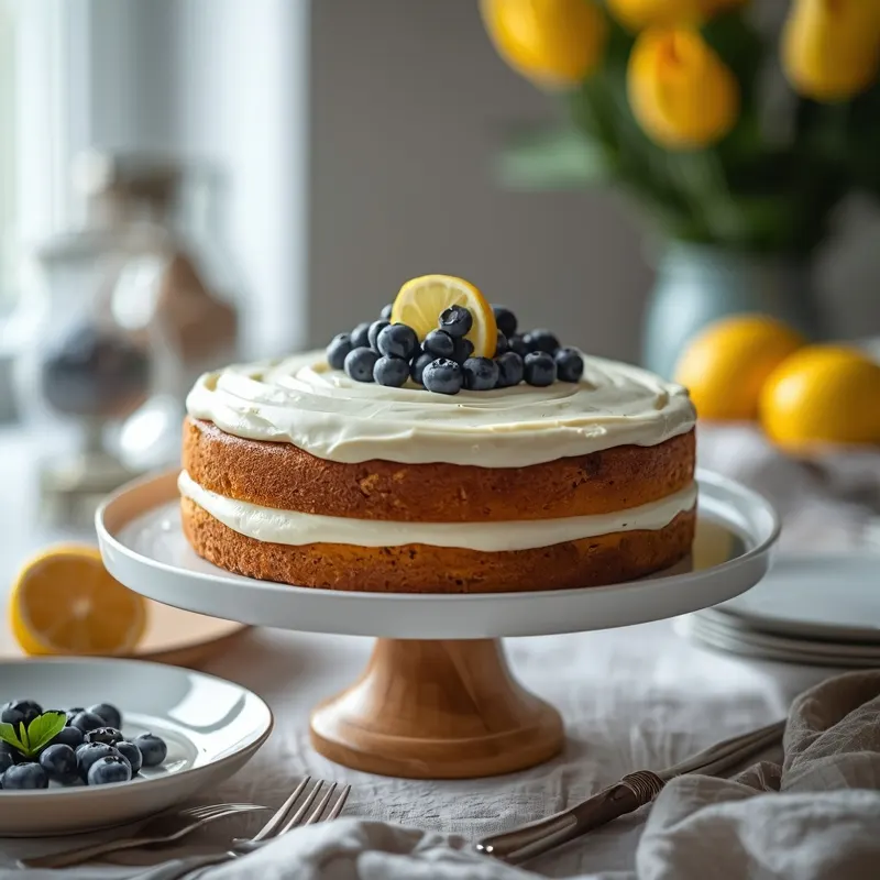 Fluffy Vanilla Blueberry Lemon Cake for Birthday Celebrations