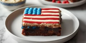 American Flag Red White and Blue Brownies for Fourth of July Parties