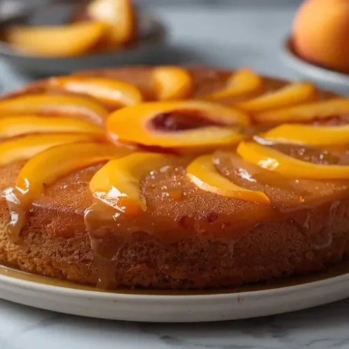brown butter peach upside down cake recipe