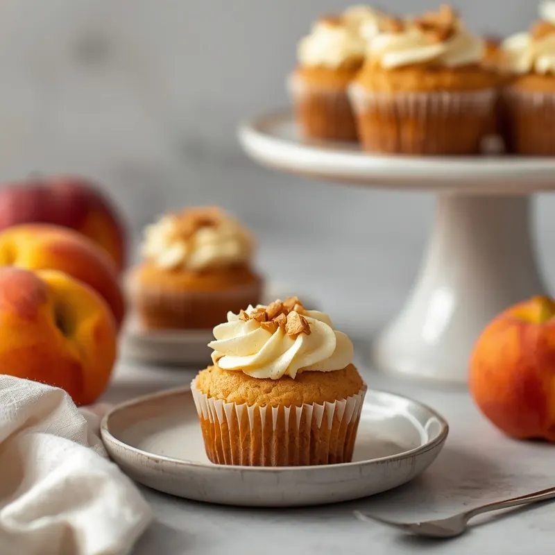 Easy Peach Cobbler Cupcakes with Canned Peaches